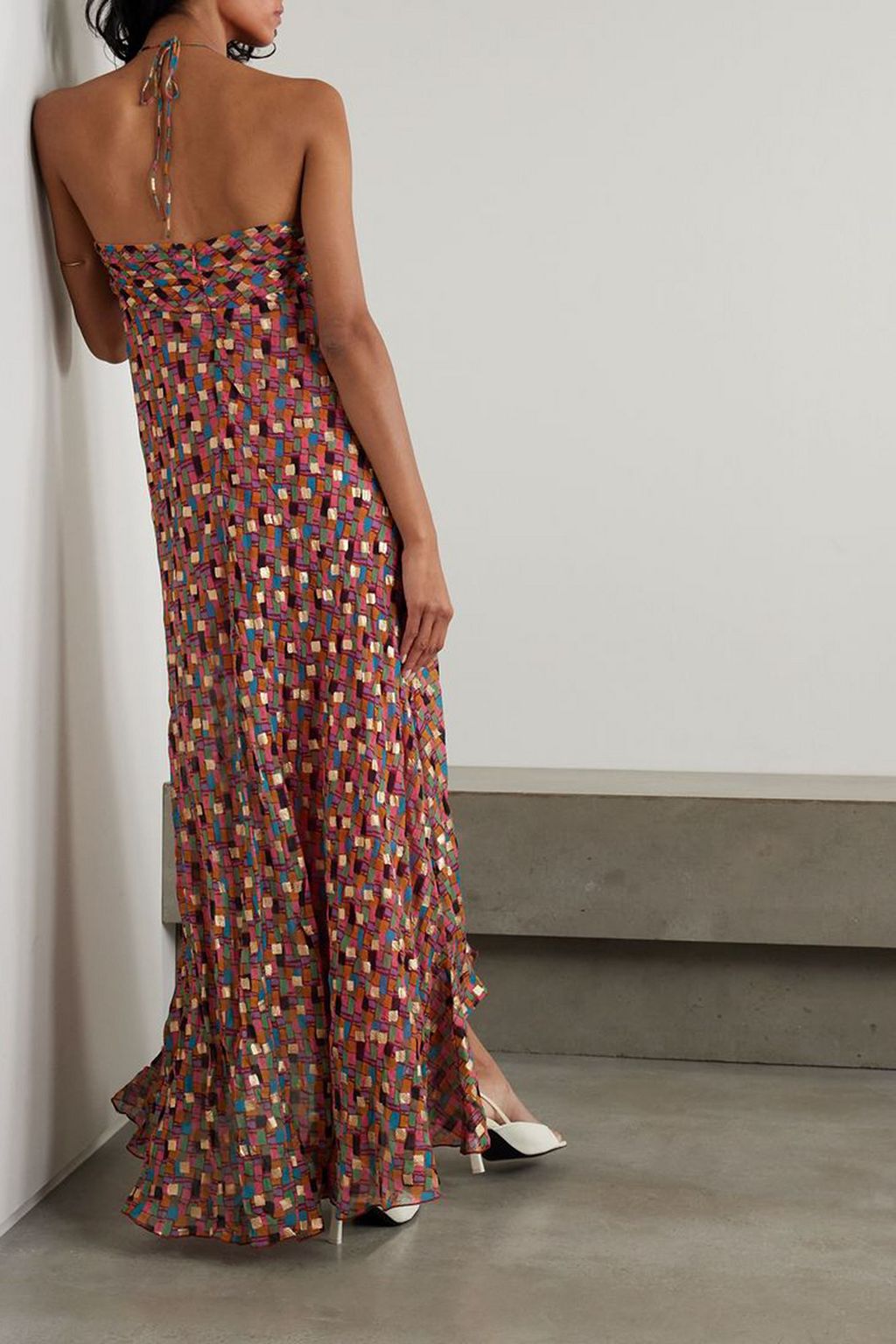Robe Longue Maxi Legatte - Taille M (38/40), Bleu Blanc Rouge, Lycra Et Mesh, Évasée